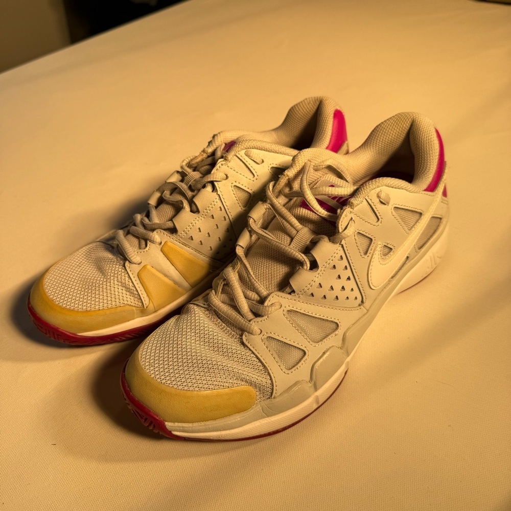 Nike Women's Athletic Shoes - White with Yellow & Pink Accents